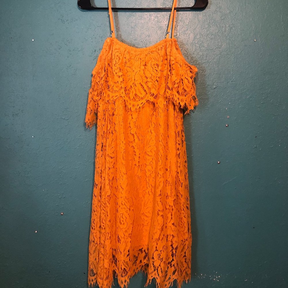 Yellow Lace Off-The-Shoulder Dress